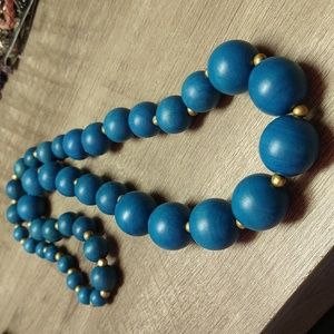 BOHO Turquoise and Gold Ball Necklace
